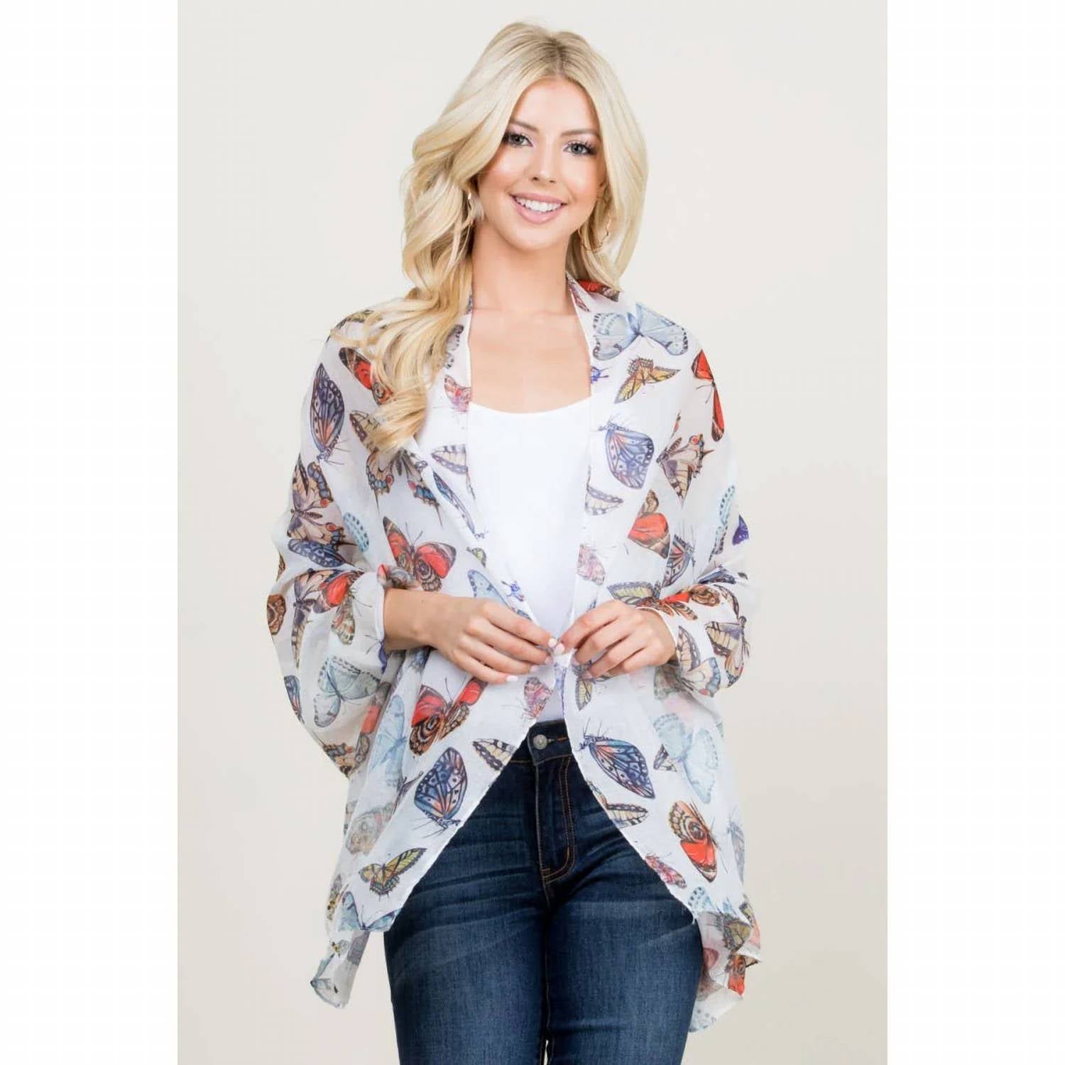 La Soul - Women's Colorful Butterfly Print On Lightweight Scarf