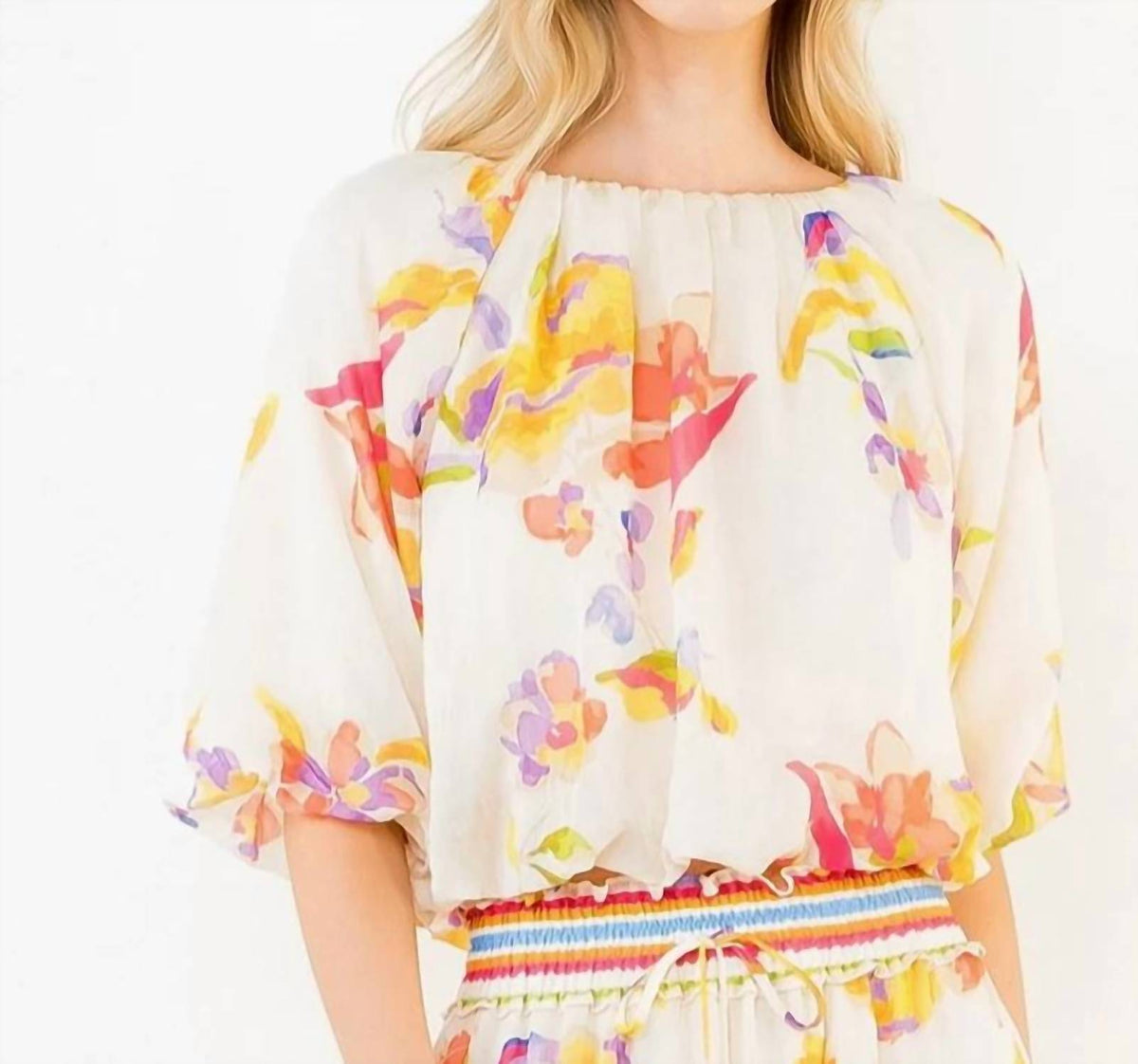 Thml - Floral Gather Neck Top