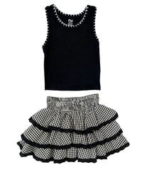 Flowers By Zoe - Girl's Gingham Eyelet Ruffle Skirt