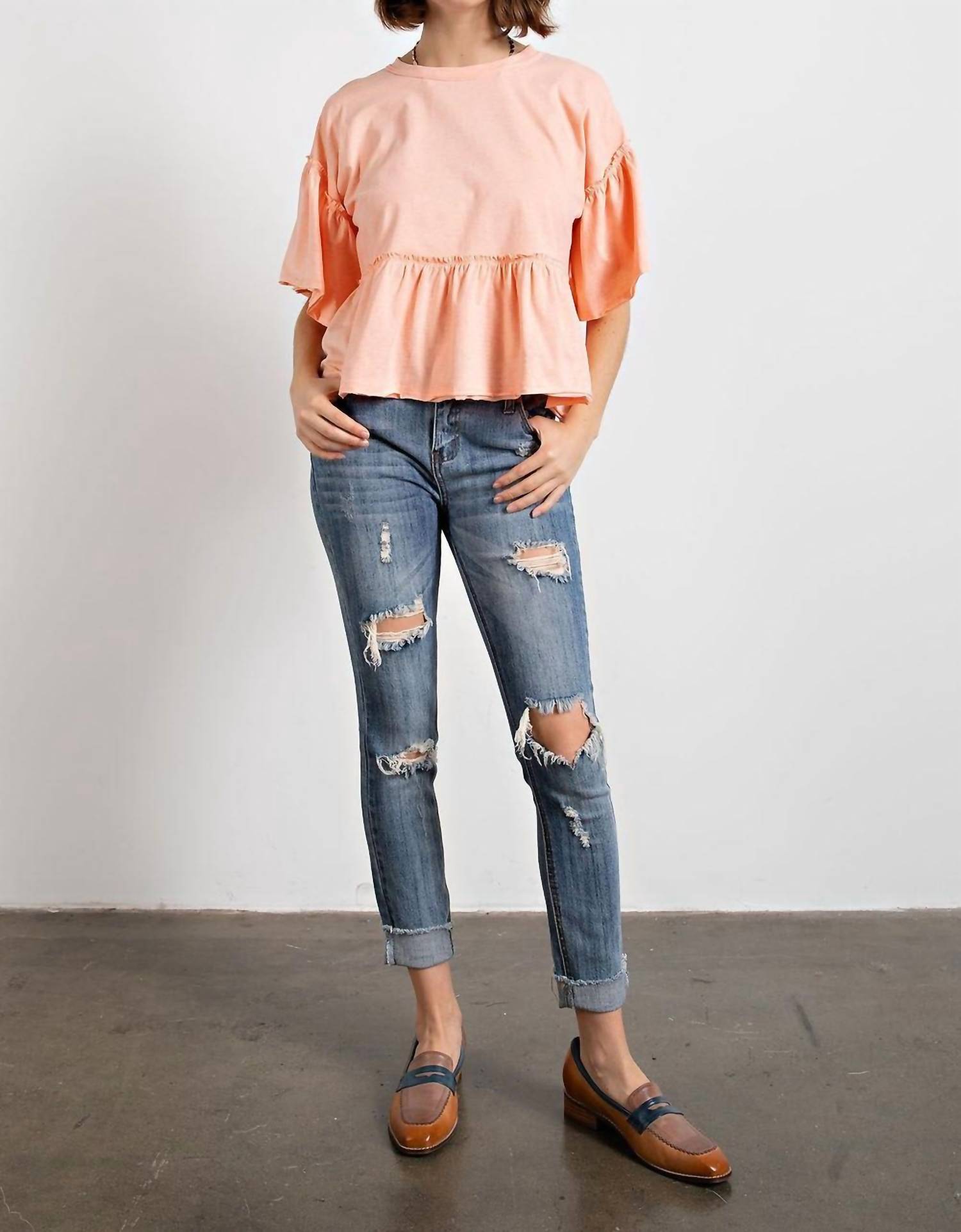 Easel - Ruffle Babydoll Top