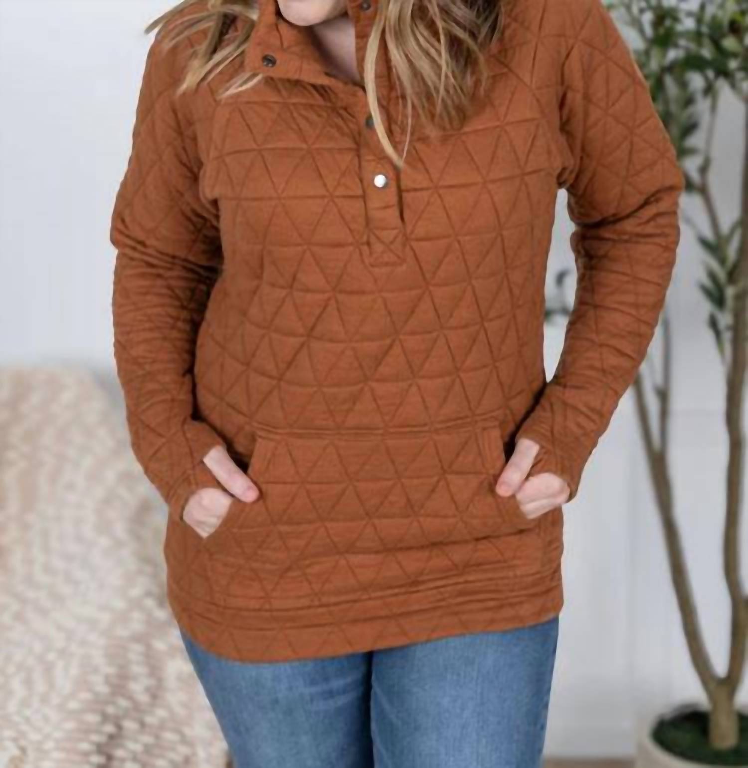Michelle Mae - Geometric Button Snap Pullover Jacket
