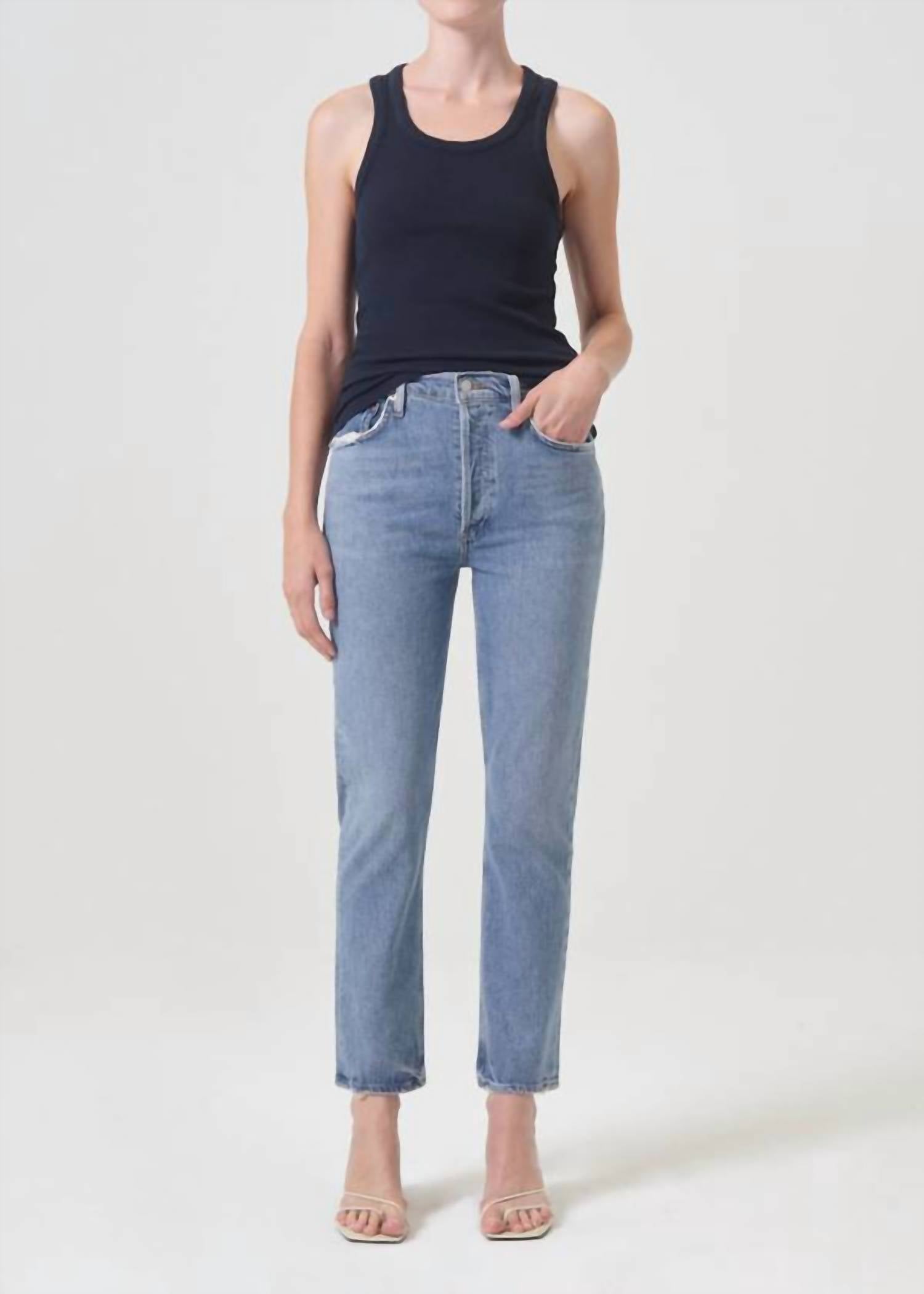 Agolde - Riley Long High Rise Straight Leg Jeans