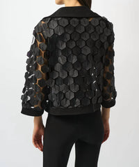 Joseph Ribkoff - Collared Embroidered Mesh Trapeze Jacket