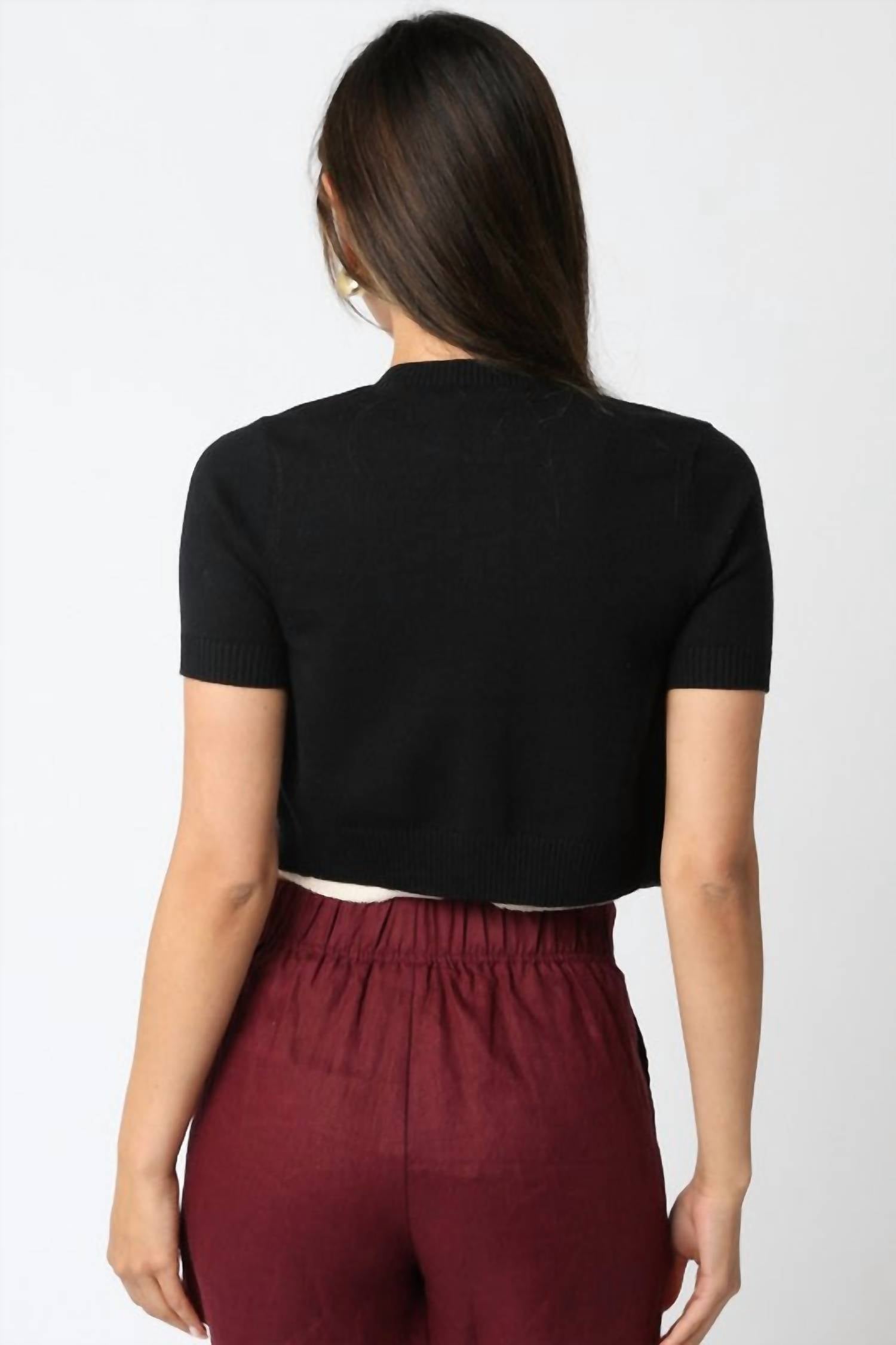 Olivaceous - Bella Short Sleeve Knit Cardigan