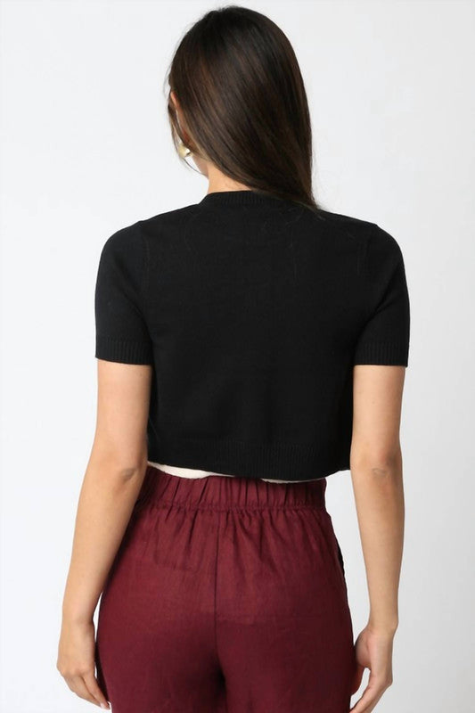 Olivaceous - Bella Short Sleeve Knit Cardigan