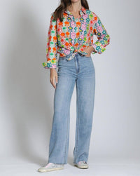 APNY Boyfriend Button Up Shirt in mod bloom - women's blouse - view 4