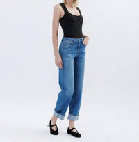 Vervet By Flying Monkey - High Rise Cuffed Barrel Leg Jeans