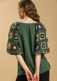 Umgee - Crochet Sleeve Top