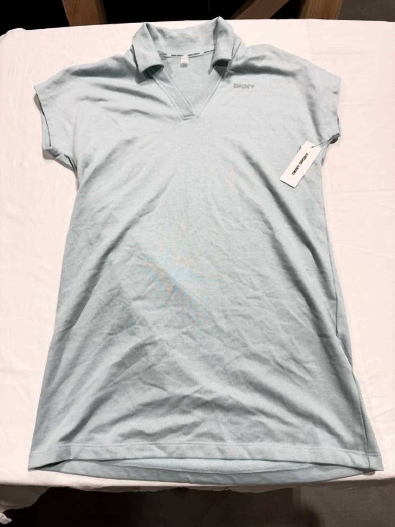 Dkny - Women's Studded Logo Collared V-neck T-shirt Dress