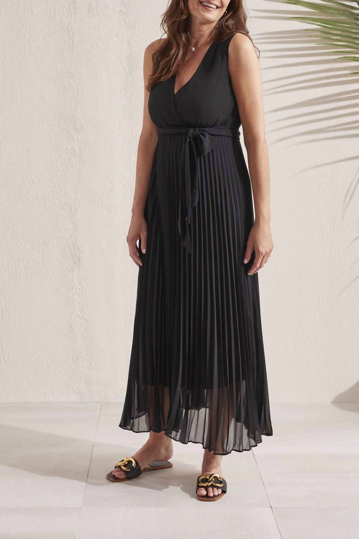 Tribal - Sleeveless Plisee Dress With Lining