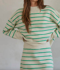 By Together - Knit Striped Sweater Waist Banded Mini Skirt