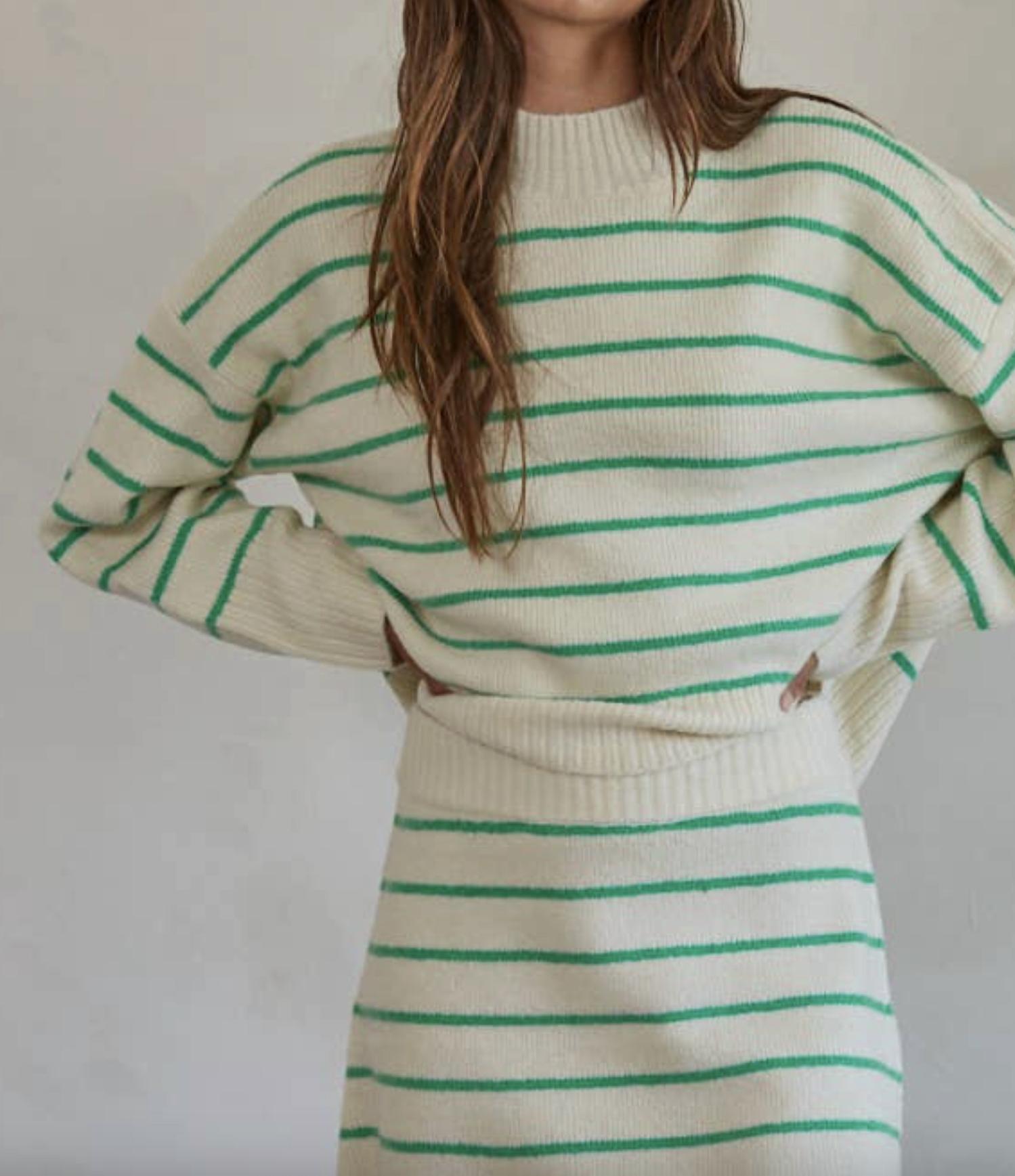 By Together - Knit Striped Sweater Waist Banded Mini Skirt