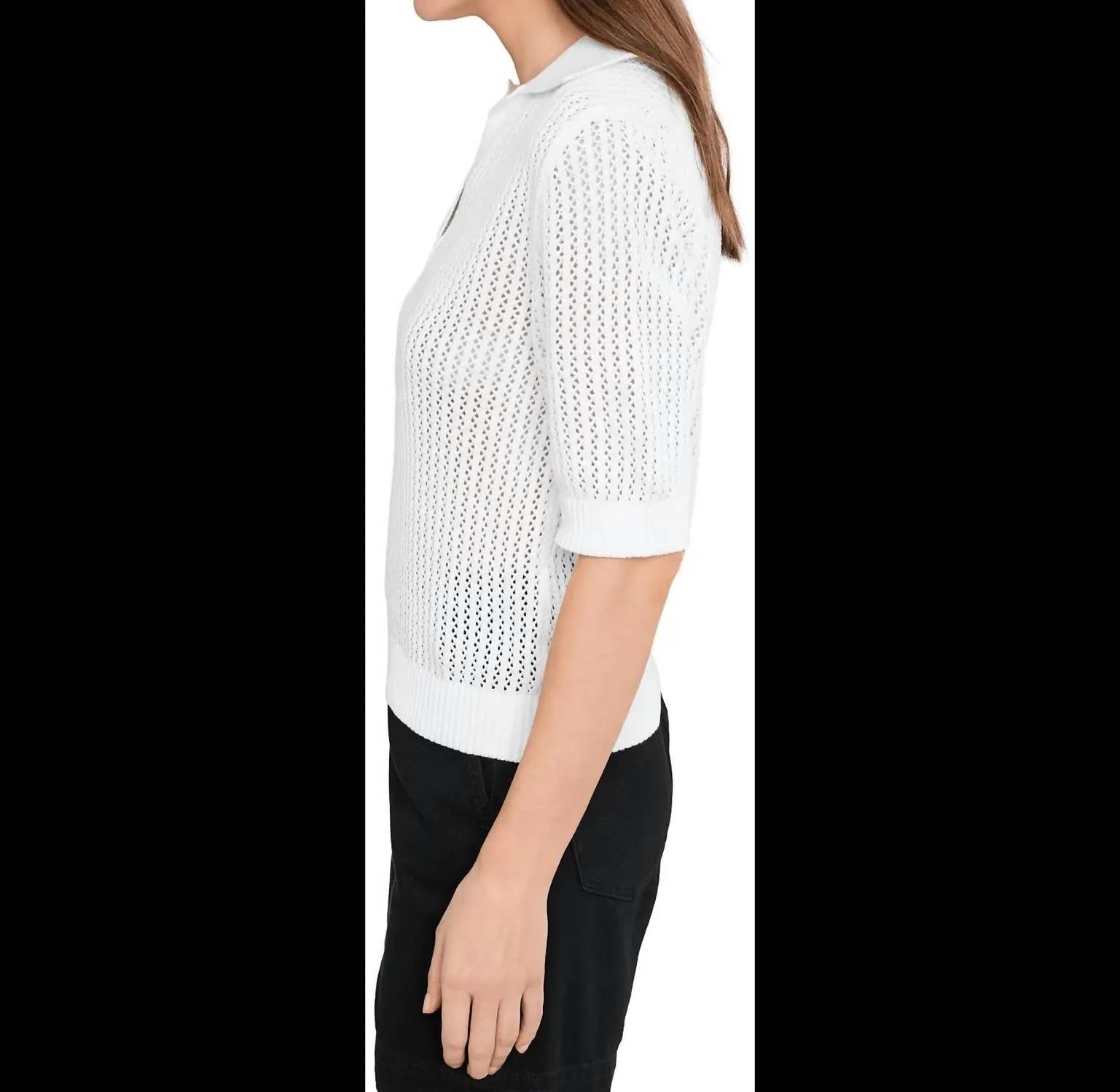 Nic + Zoe - Mesh Polo Sweater