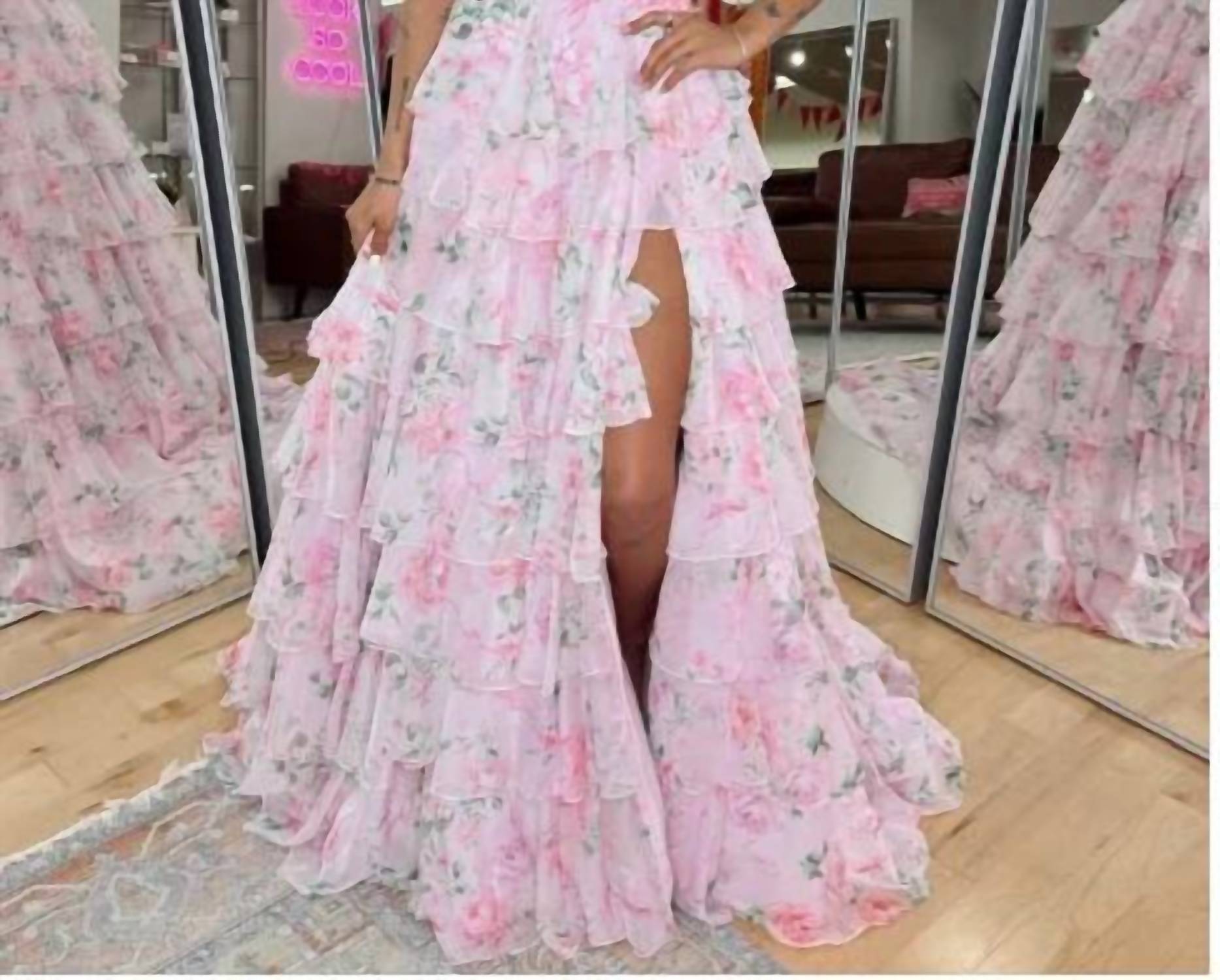 Sherri Hill - Floral With Pearl Trim Gown
