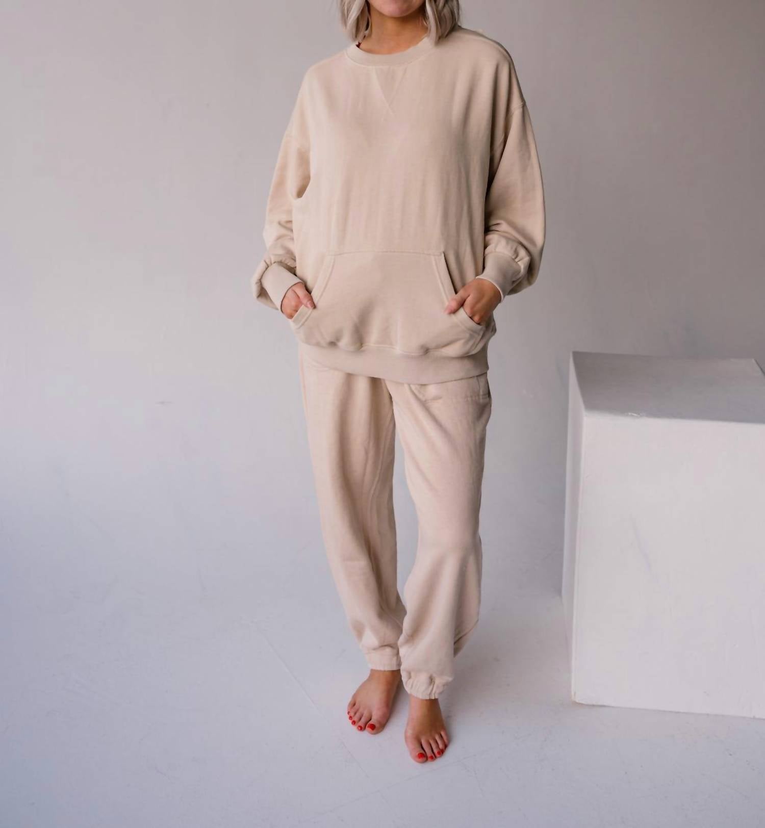 Free People Slow It Down Joggers in morning oat - women's pants