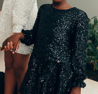 Abel & Lula Girls Sequin Dress in black - kids' dress - detail view