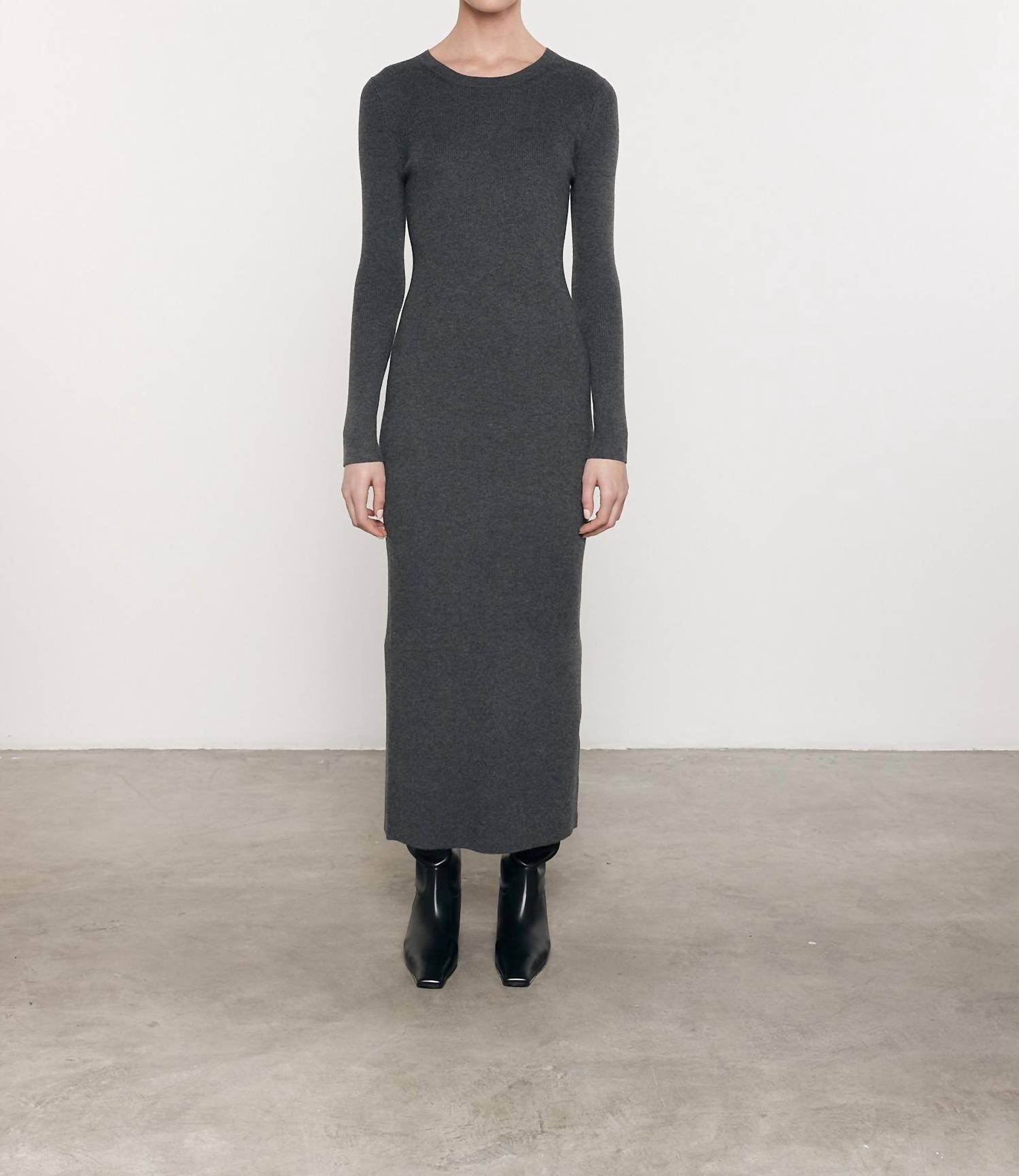 Enza Costa - SILK SWEATER RIB CREW DRESS