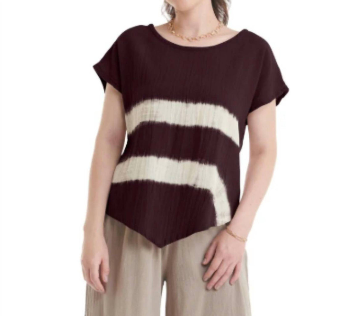 Oh My Gauze! Grace Casual Top in amethyst - women's t-shirt - detail view