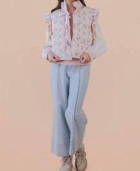 Very J - Floral Puffy Vest With Bows
