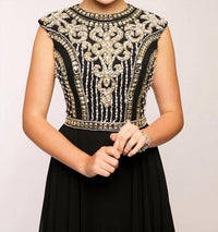 JVN Chiffon Prom Dress in black - women's dress - alternate view