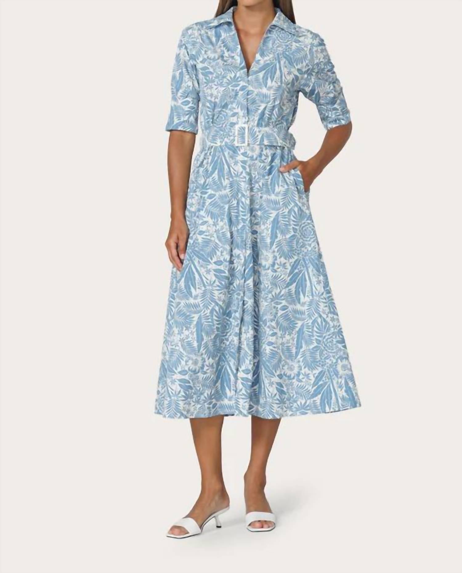 Lusana - Chrissie Belted Maxi Poplin Dress