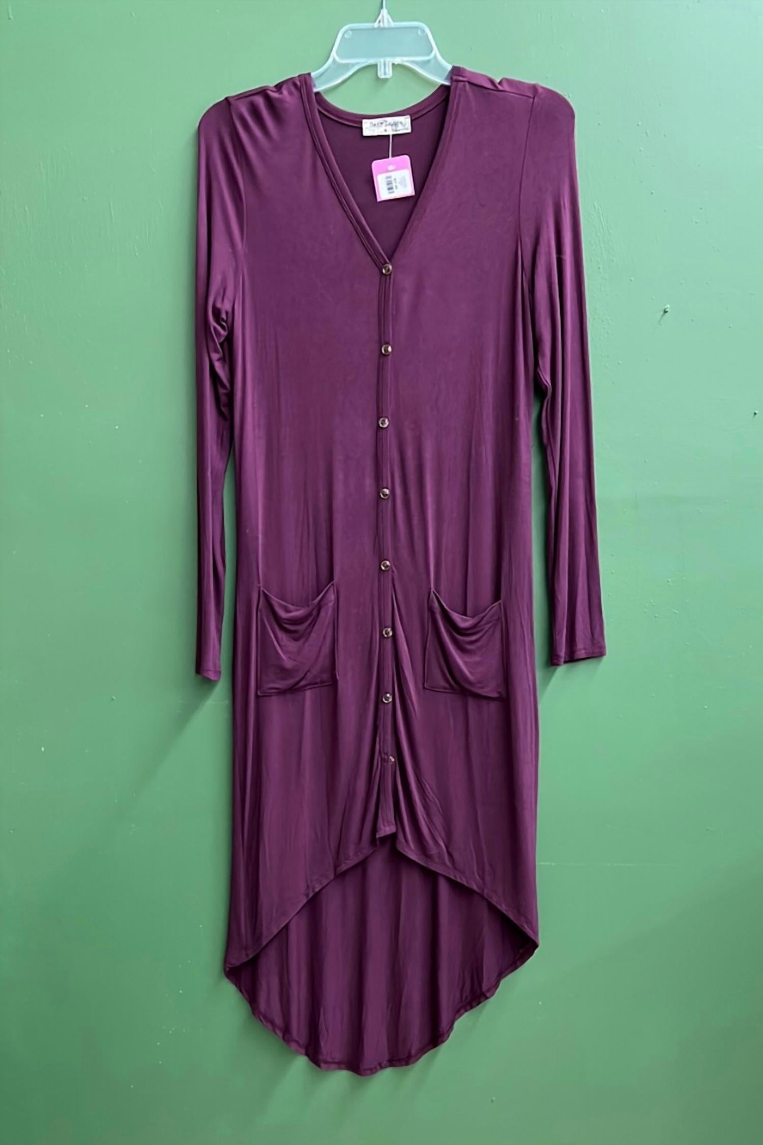 Bear Dance - Women's Long Purple Cardigan W/ Pockets