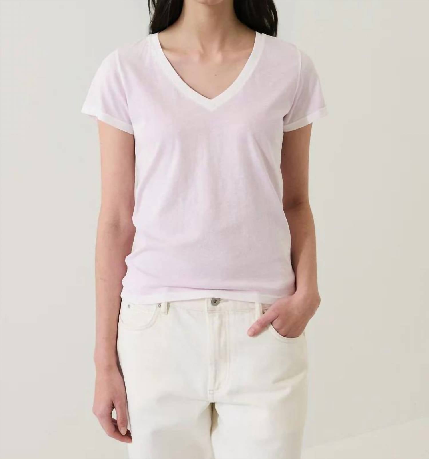 Patrick Assaraf - Short Sleeve Pima Classic V Neck Tee