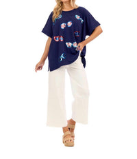Simply Southern Americana Sparkle Top in blue - women's t-shirt