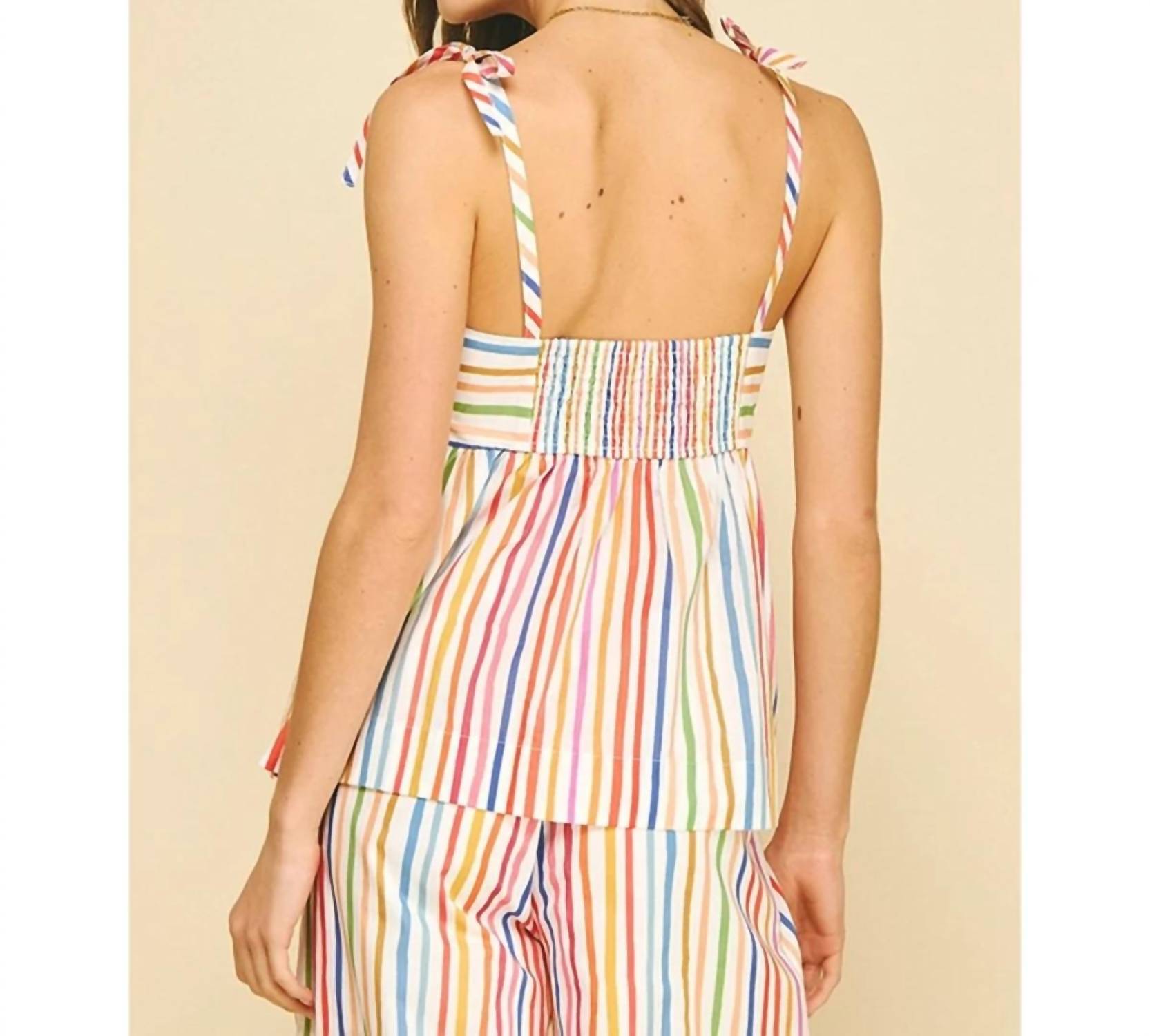 Pinch - Stripe Tie Strap Tank Top