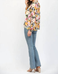 Fate - Bold Floral Ruffled High Neck Blouse