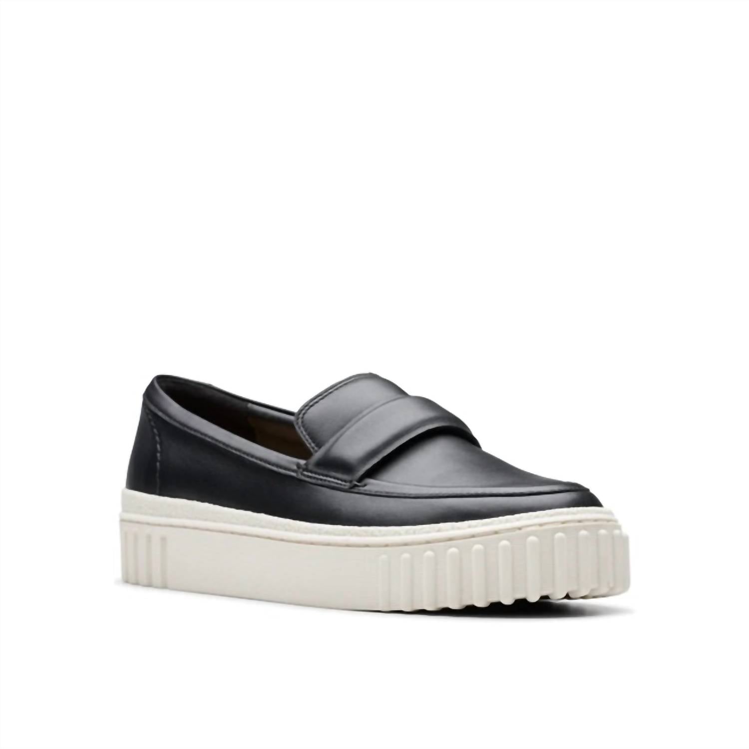 Clarks Women's Mayhill Cove Loafers in black leather - women's flats - detail view