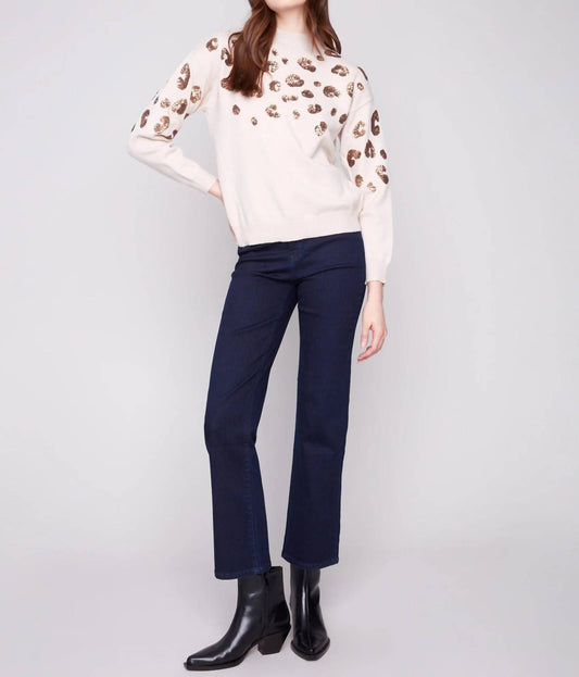 Charlie B - Mock Neck Sweater With Animal Sequins