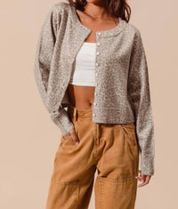 So Me - Leopard Print Button Up Cardigan