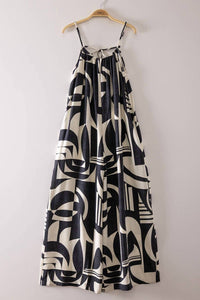 Very J - Women's Sleeveless Oversized Abstract Print Jumpsuit