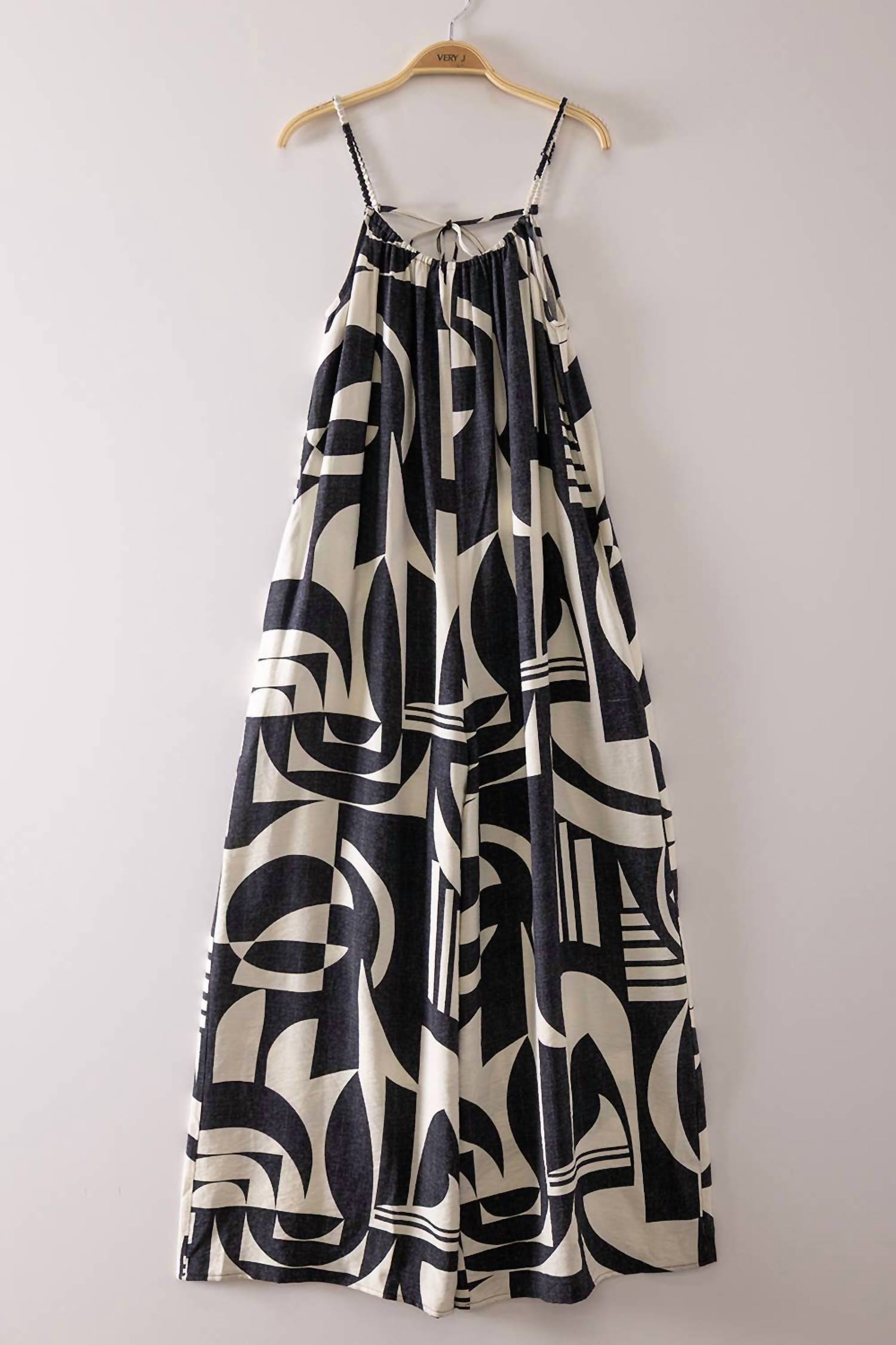 Very J - Women's Sleeveless Oversized Abstract Print Jumpsuit