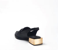 CECELIA NEW YORK Women's Oyster Mules in black - women's shoe - detail view