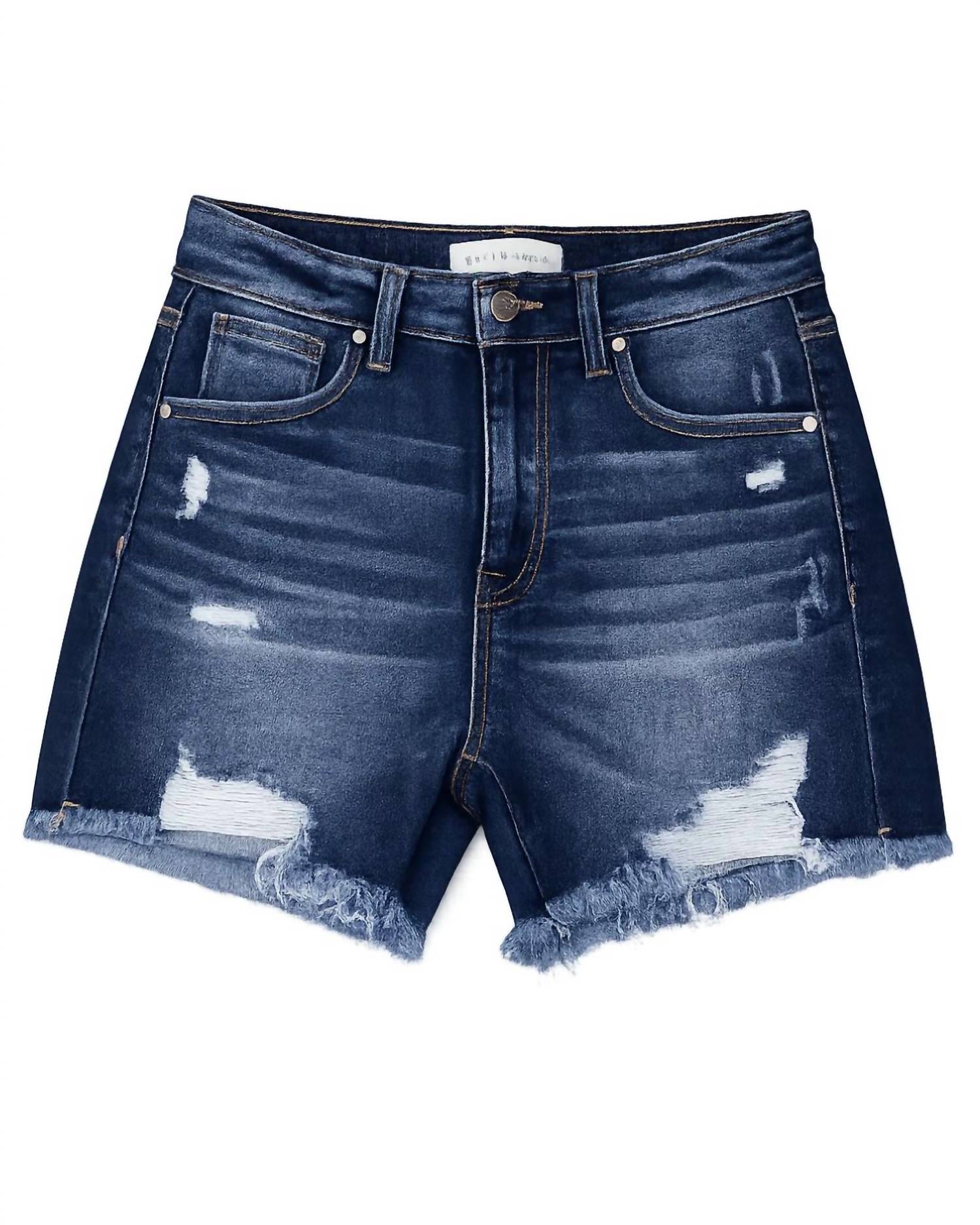 Risen - Women's Amara High Rise Distressed Mid Thigh Shorts