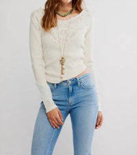 Free People Butterfly Cuff Top in sugar swizzle - women's long sleeve top