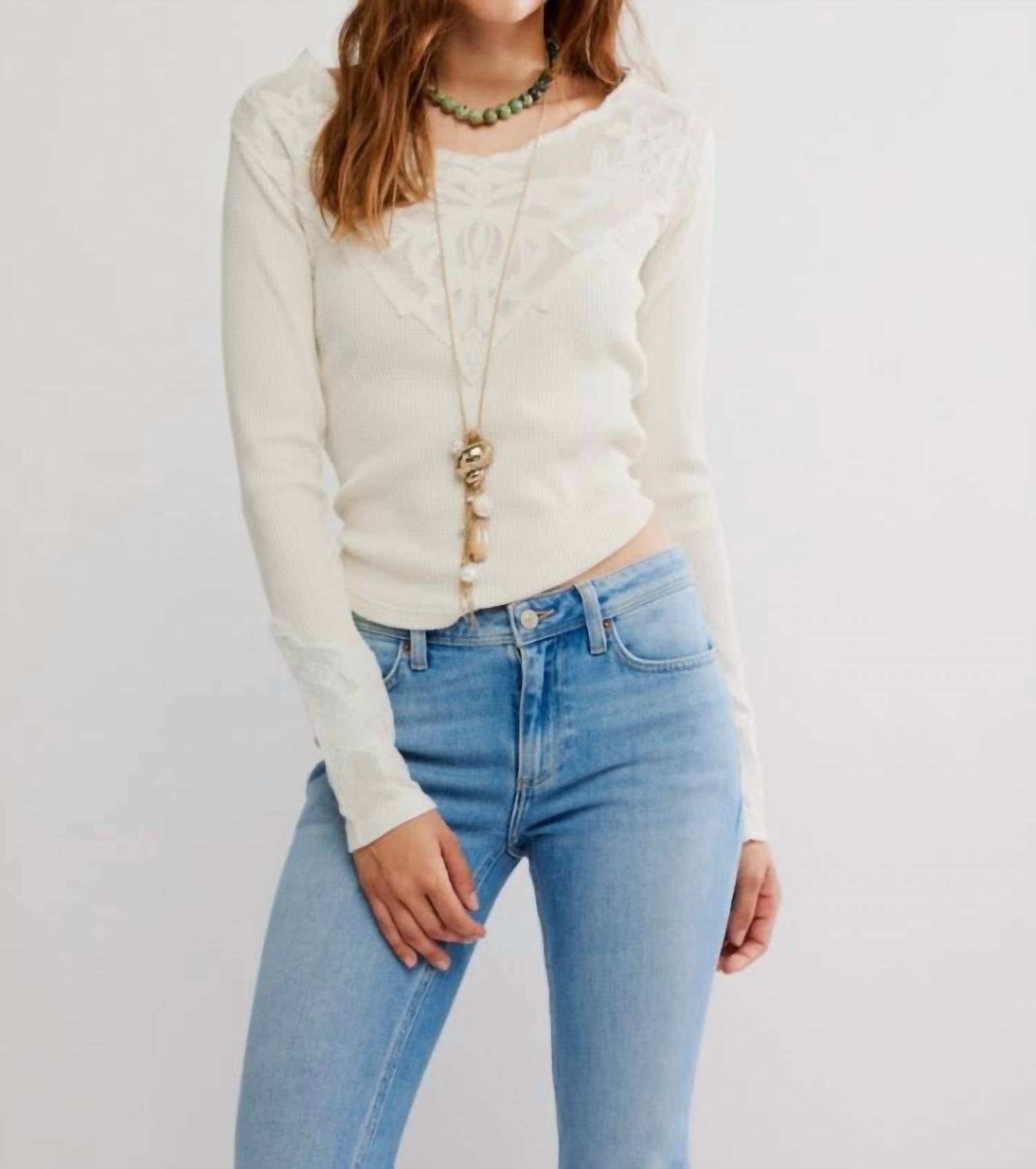 Free People Butterfly Cuff Top in sugar swizzle - women's long sleeve top