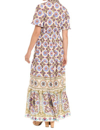 London Times - Geometric Tile Print Maxi Dress