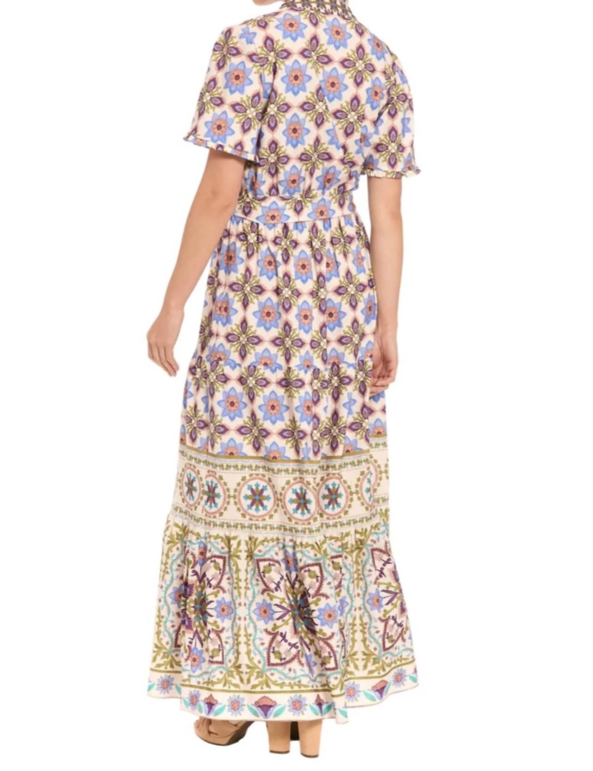 London Times - Geometric Tile Print Maxi Dress