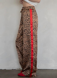Things Between - Brice Leopard Satin Stripe Wide Leg Pants