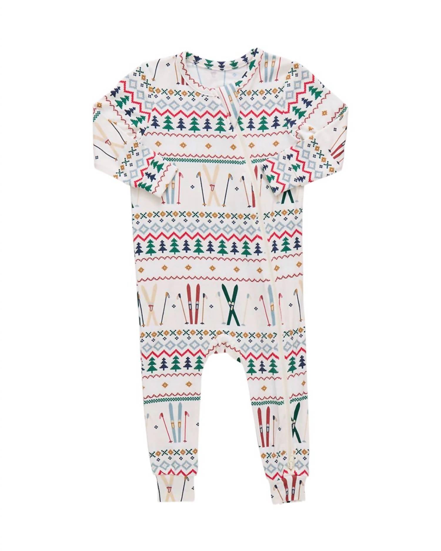 PINK CHICKEN Kid's Bamboo Romper in chicken ski fair isle - kids' item