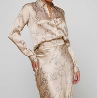 L'Agence Tyler Long Sleeve Blouse in soft macadamia chain - women's blouse - alternate view