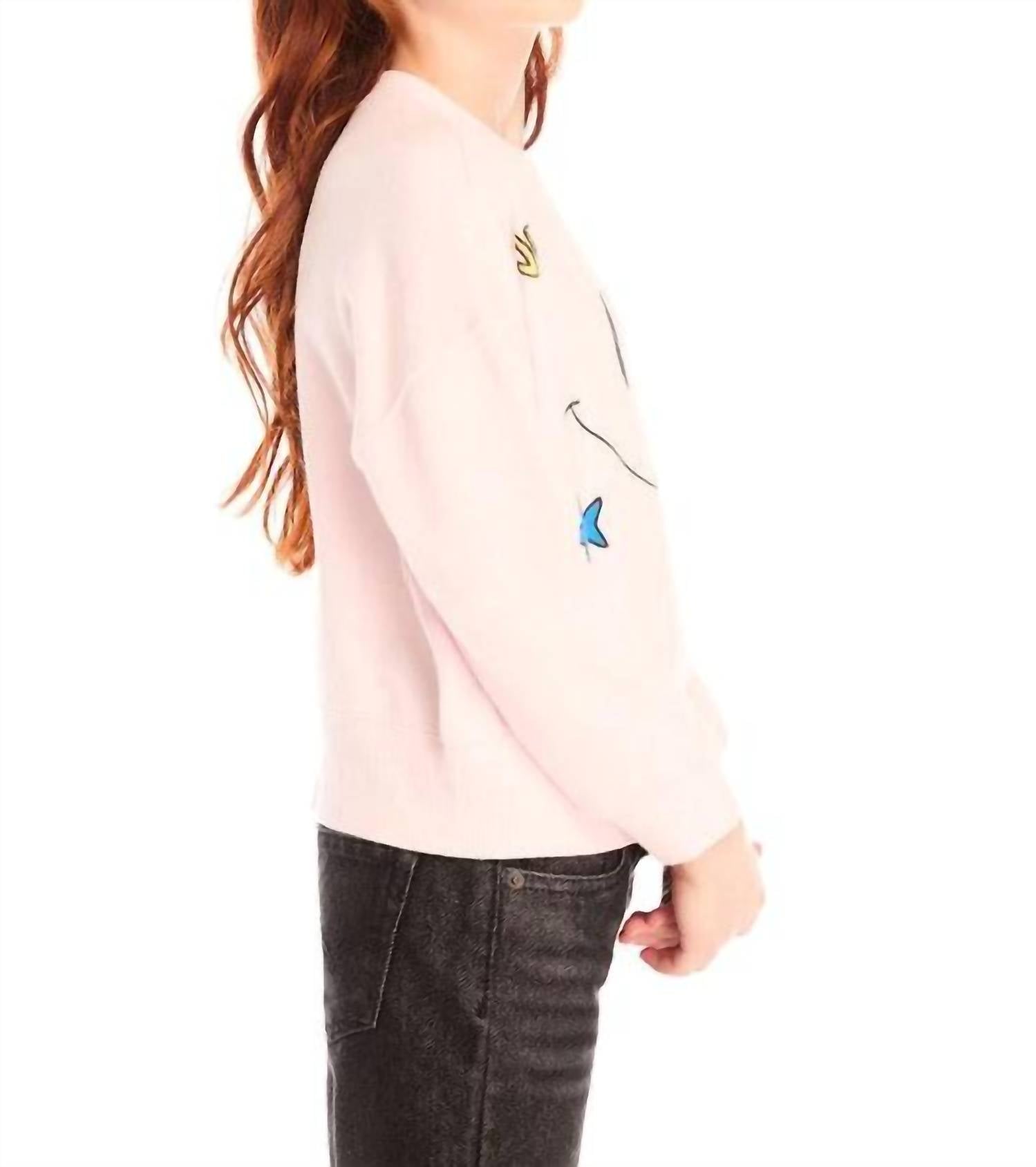 Chaser Kids Girls Be Happy Long Sleeve Top in pink - kids' long sleeve top - alternate view