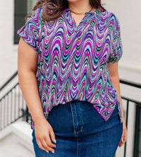Dear Scarlett - Curvy Print Short Sleeve Top