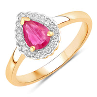 Diana M Jewels Women's Pear Natural Ruby Fashion Ring (0.94 Ct) - Delicate in 14k yellow gold - women's jewelry