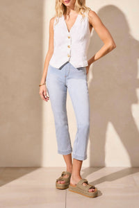 TRIBAL Lined Horn Button Front Vest in white - women's jacket - alternate view