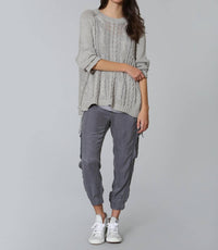 Label+Thread - Women's Lace Up Cable Crew Top