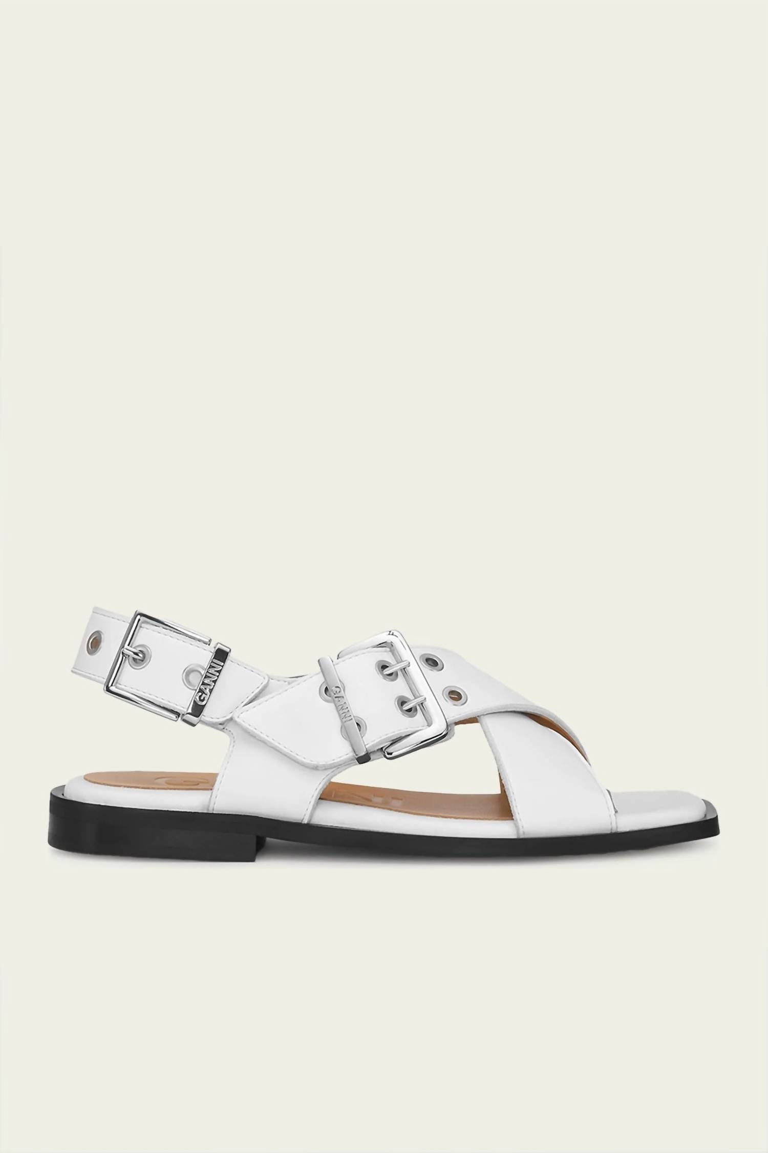 Ganni - Women's Feminine Buckle Cross Strap Sandal